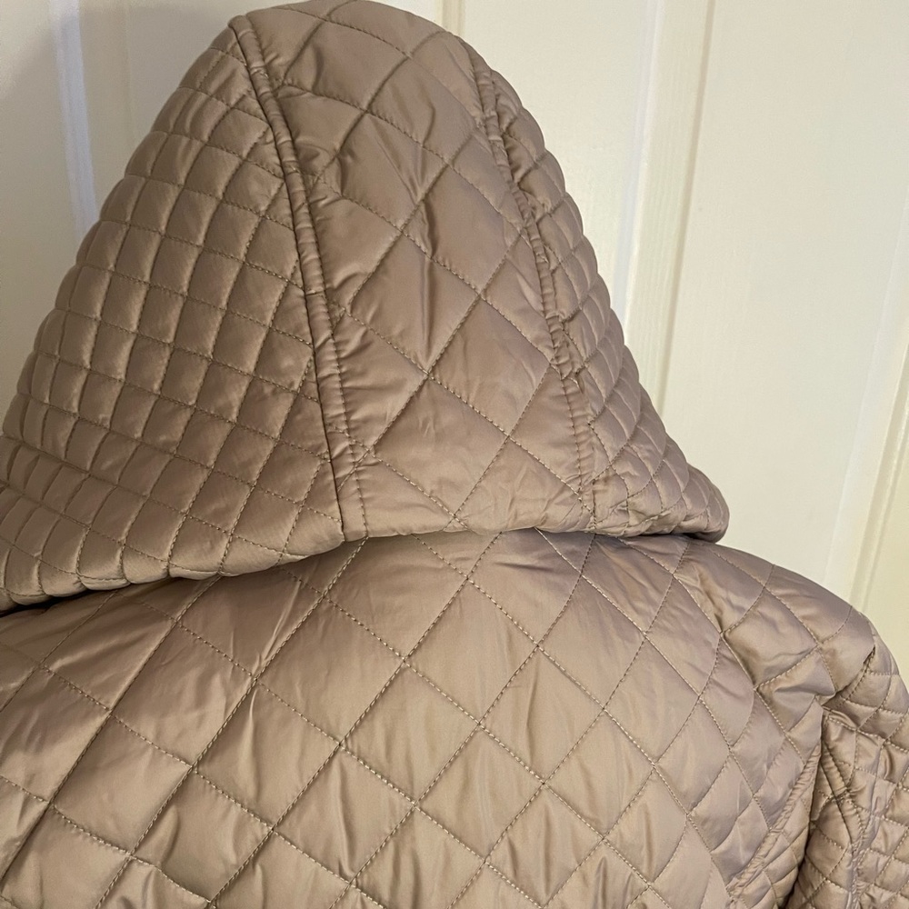 Anne Klein Women's Khaki 100% Polyester Quited Hoodie Jacket Coat Size S… - Picture 3 of 17